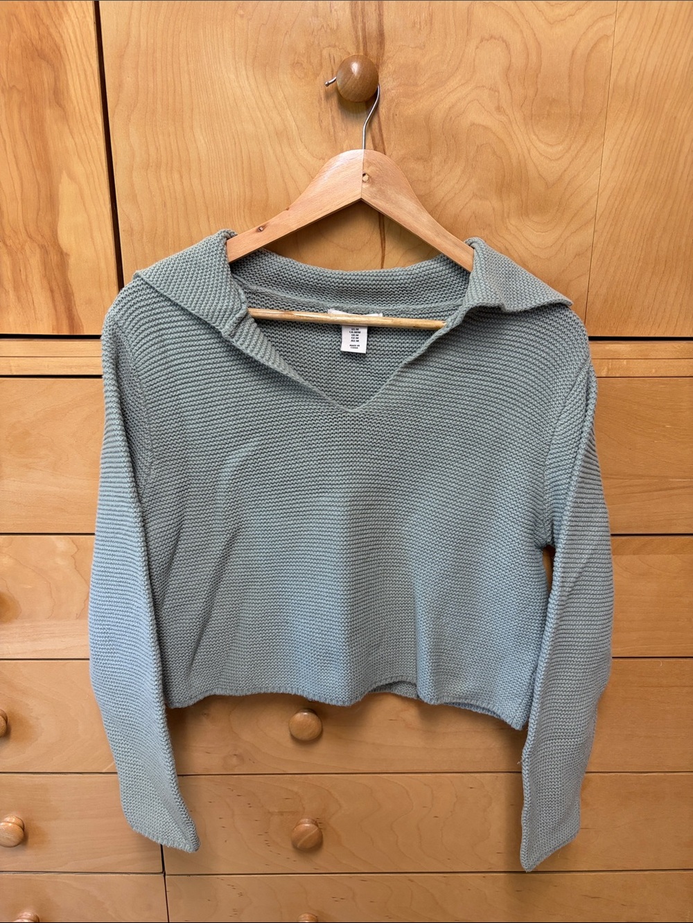 Sincerely Jules Knit V-Neck Crop Sweater in Sage Green